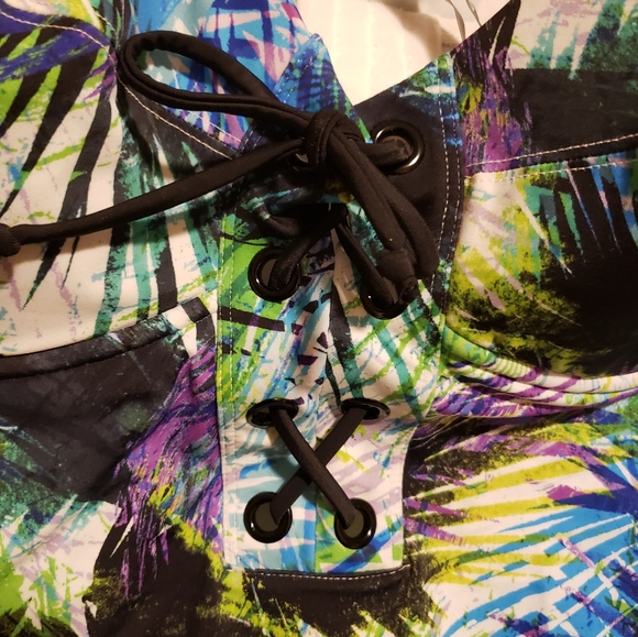 Torrid Swimsuit Tropical Corset‎ Tie Front Size 4 - Picture 4 of 11